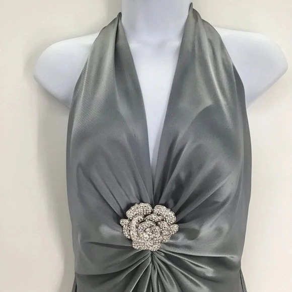 Nicole Batki Women’s Halter Style Evening Dress Satin Formal Gown Wedding Size S - Picture 4 of 6